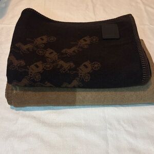 Coach Black and Brown Carriage Scarf Blanket